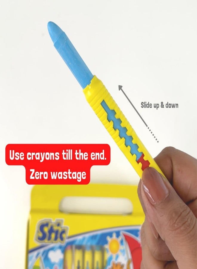 Stic 25 Retractable Crayons Colouring Book Toddler Grip Control Unbreakable Washable Erasable Twistable Non Toxic Edible finger block drawing Toy baby safe kindergarten return gift kids 1 year Pencil - Image 5